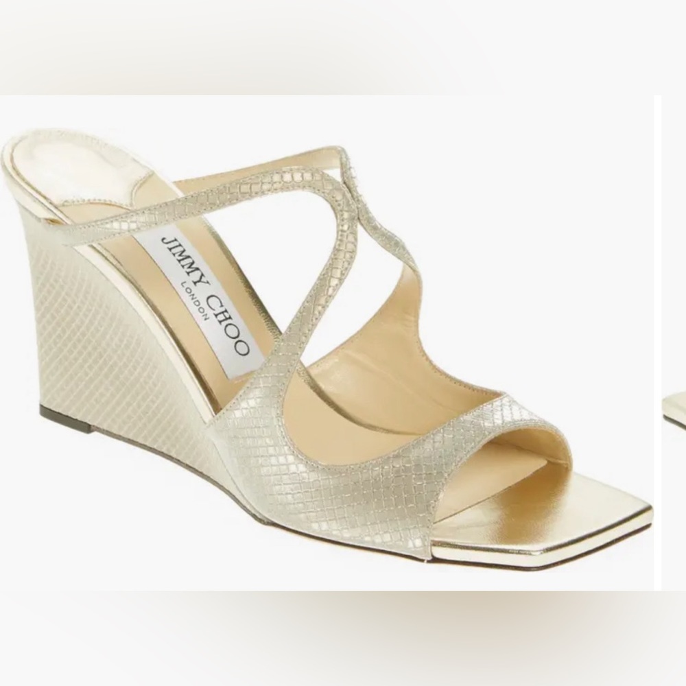 Jimmy Choo Metallic Gold Wedge Sandals